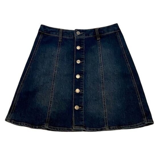 Love, Fire Denim Jean Mini Skirt  Buttons In Front Back Pockets Women's Size 6 - Picture 2 of 6